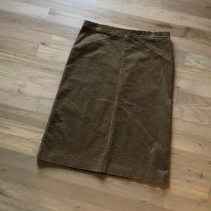 Mustard Corduroy Midi Pencil Skirt